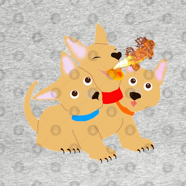 puppy baby CERBERUS guardian of Hades CUTE fire breathing by TanoshiiNeko